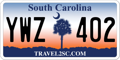 SC license plate YWZ402