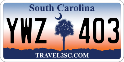SC license plate YWZ403
