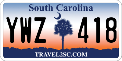 SC license plate YWZ418