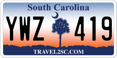 SC license plate YWZ419