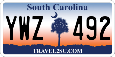 SC license plate YWZ492