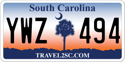 SC license plate YWZ494
