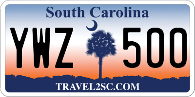 SC license plate YWZ500