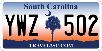 SC license plate YWZ502