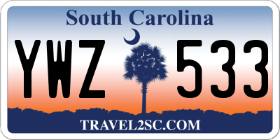 SC license plate YWZ533