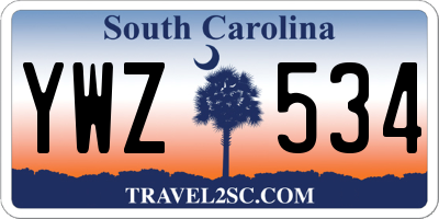 SC license plate YWZ534