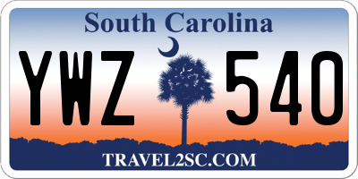 SC license plate YWZ540