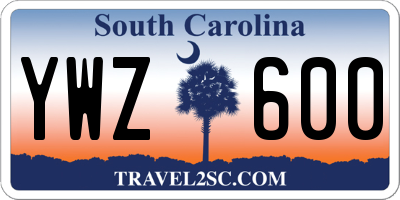 SC license plate YWZ600
