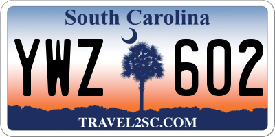 SC license plate YWZ602