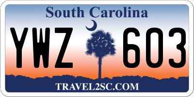 SC license plate YWZ603