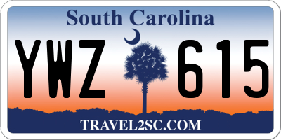 SC license plate YWZ615