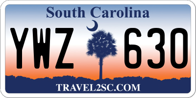SC license plate YWZ630