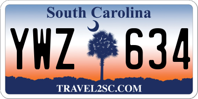 SC license plate YWZ634