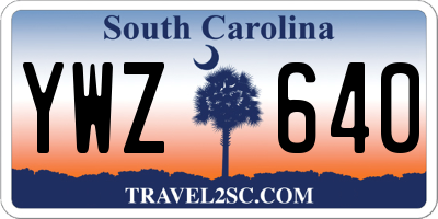 SC license plate YWZ640