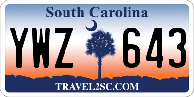 SC license plate YWZ643