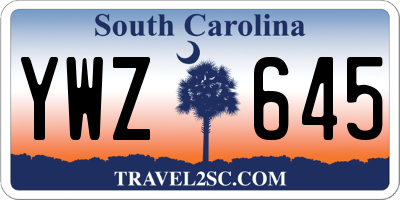 SC license plate YWZ645