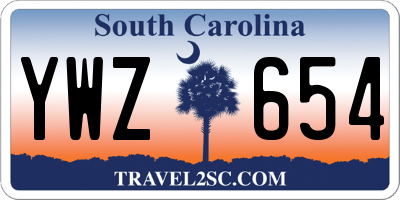 SC license plate YWZ654