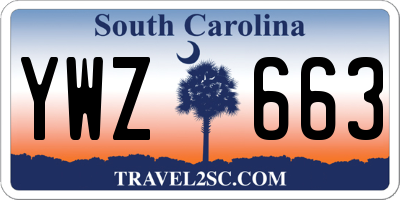 SC license plate YWZ663