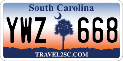 SC license plate YWZ668