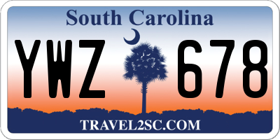 SC license plate YWZ678