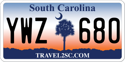 SC license plate YWZ680