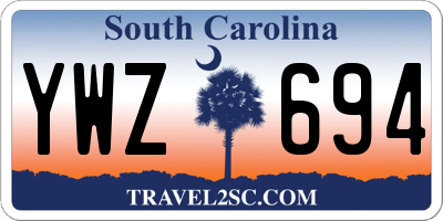 SC license plate YWZ694
