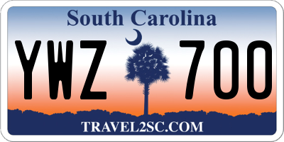 SC license plate YWZ700