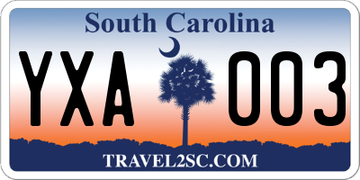 SC license plate YXA003