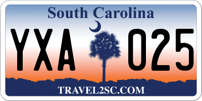 SC license plate YXA025