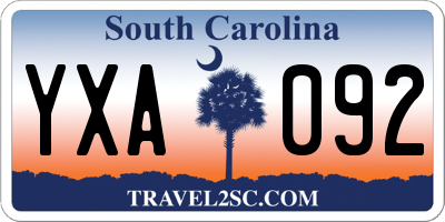 SC license plate YXA092