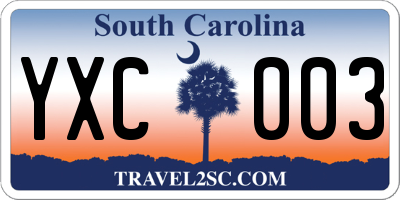 SC license plate YXC003