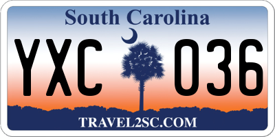 SC license plate YXC036