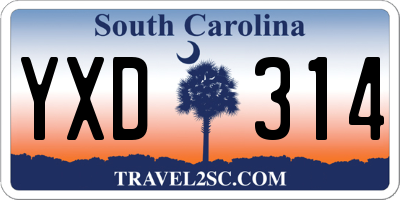 SC license plate YXD314