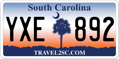 SC license plate YXE892