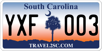 SC license plate YXF003