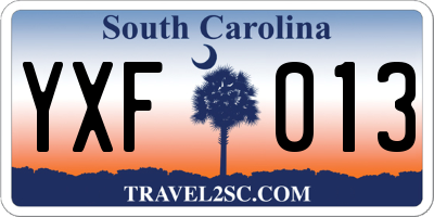 SC license plate YXF013