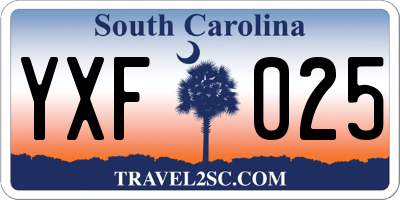 SC license plate YXF025