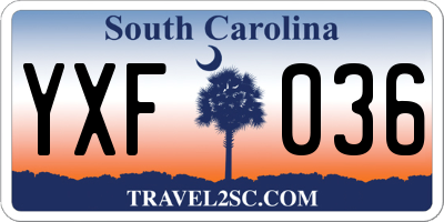 SC license plate YXF036
