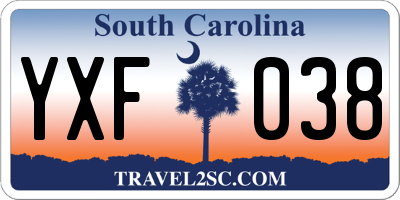 SC license plate YXF038