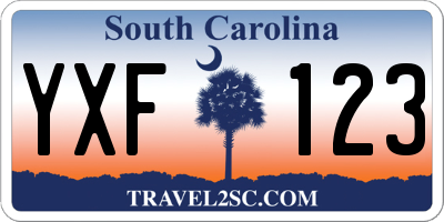 SC license plate YXF123