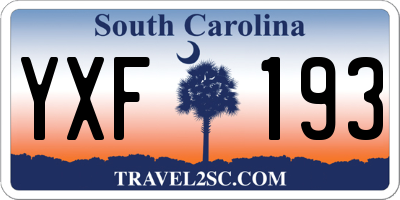 SC license plate YXF193