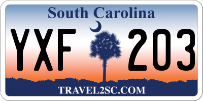 SC license plate YXF203