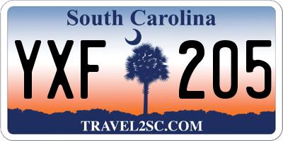 SC license plate YXF205