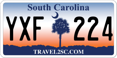SC license plate YXF224