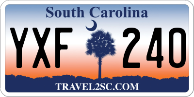 SC license plate YXF240