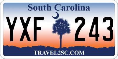 SC license plate YXF243