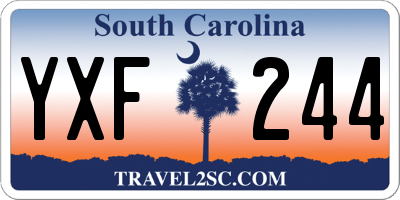 SC license plate YXF244
