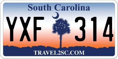 SC license plate YXF314