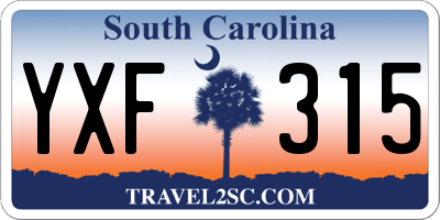 SC license plate YXF315