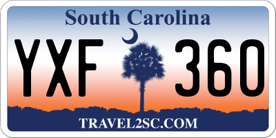 SC license plate YXF360